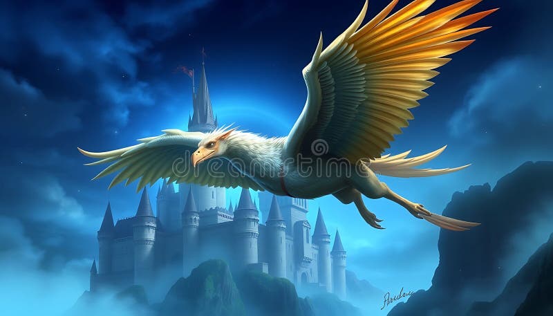 Mythical griffin crewing fantasy animal majestic beast Art Stock Photo Generative AI stock illustrationer