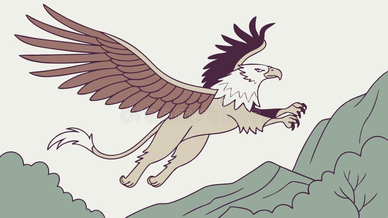 Mythical Griffin Flies Vector for Fantasy and Power vetor design Generative AI stock illustrationer
