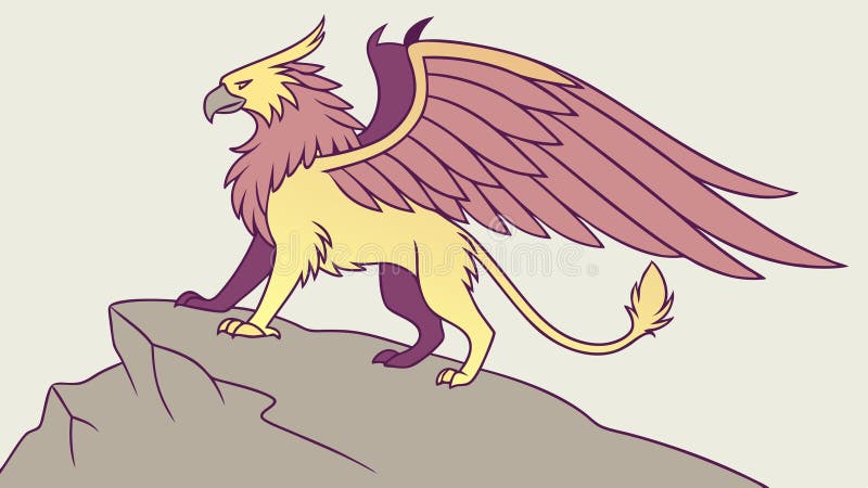Mythical Griffin på Rocks Fantasy CreatArt-vektordesign Generative AI vektor illustrationer