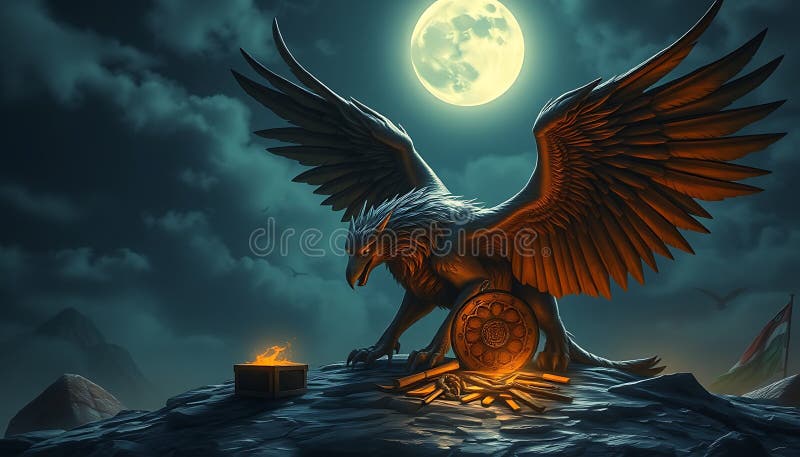 Mythical griffin örle statue fantasy creasy och gammal mytologi art Generative AI vektor illustrationer