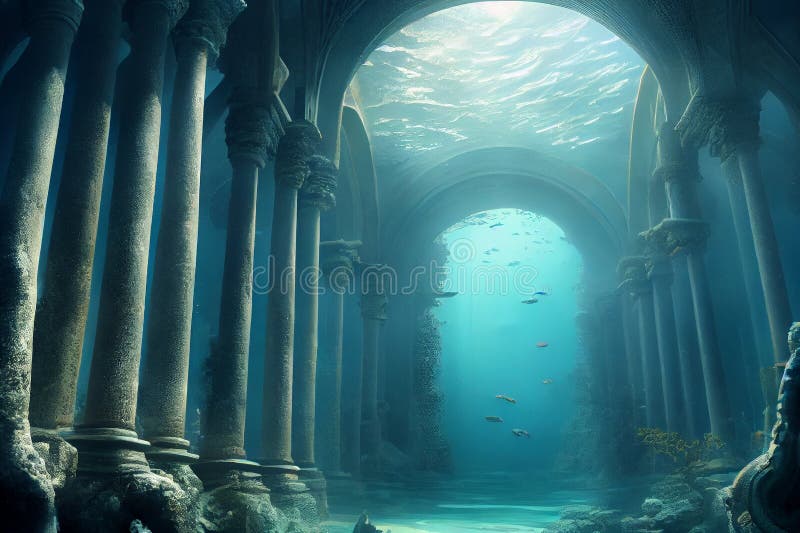 Mythical Underwater City Atlantis, Generative Ai. Depicting a Lost ...