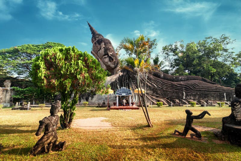 Mythologie und religiöse Statuen an Wat Xieng Khuan Buddha-Park laos stockbilder Mythologie und religiöse Statuen an Wat Xieng Khuan Buddha-Park laos stockbilder