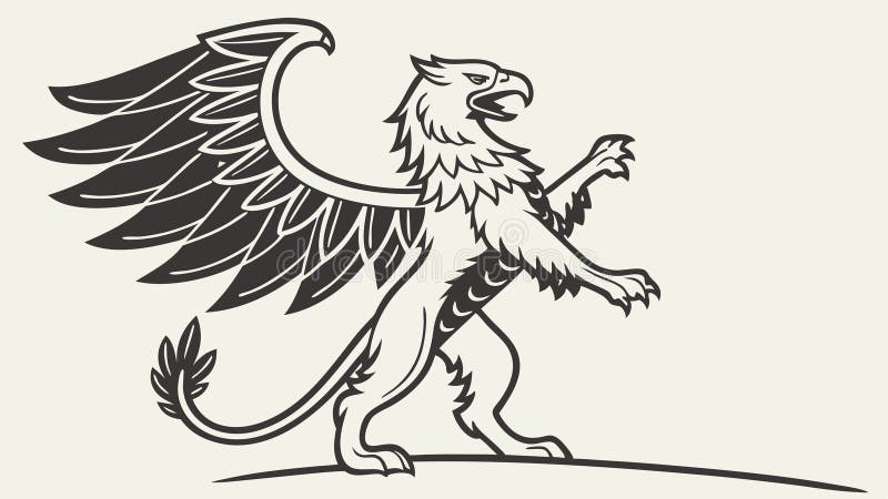 Mytical griffin creature som symboliserar strömskyddsvektordesign Generative AI royaltyfri illustrationer