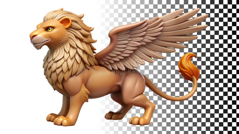 Mytical griffin creing winging lion fantasy animal heraldic beast png transparent image Generative AI stock illustrationer