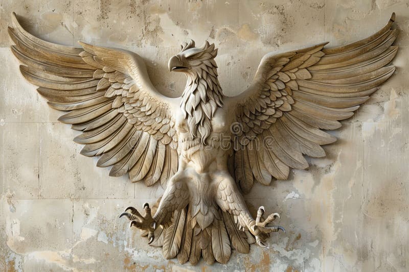Mytiskt griffin som sprider sina vingar under flygning stock illustrationer