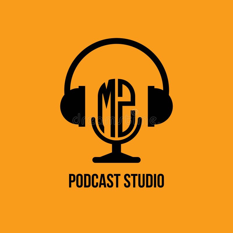 Mz - monogram hoofdtelefoon en microfoonstijl stock illustratie