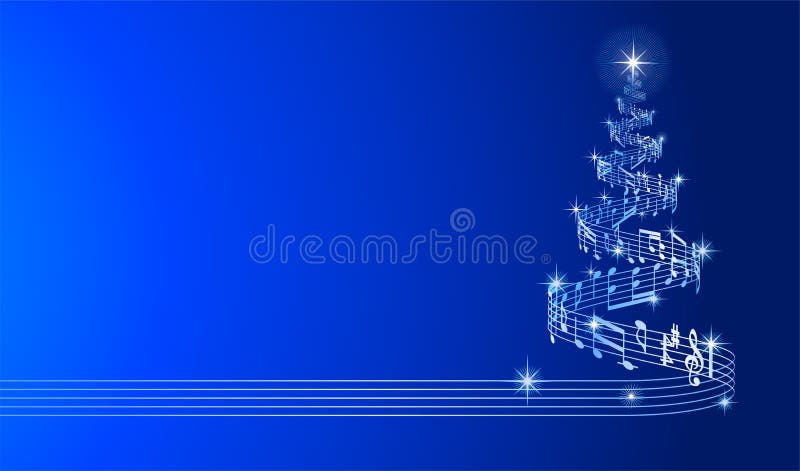 Magic Christmas Tree Glittering composed by music notes. Magic Christmas Tree Glittering composed by music notes