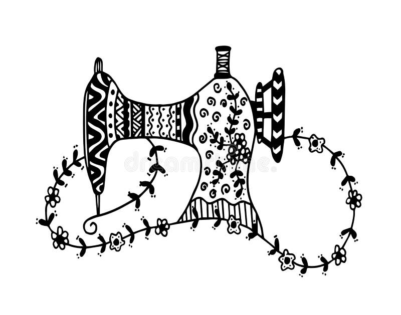 Máquina de costura Esboço desenhado mão Ilustração do vetor ilustração do vetor Máquina de costura Esboço desenhado mão Ilustração do vetor ilustração do vetor