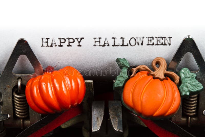 Máquina de escrever com texto Halloween feliz fotos de stock Máquina de escrever com texto Halloween feliz fotos de stock