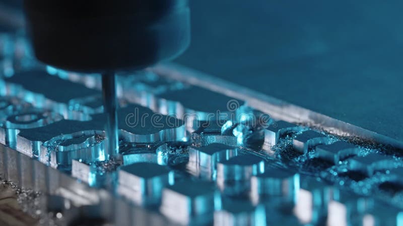 Máquina de molturación de metales. movimiento lento de acero perforado. la máquina de perforación procesa cortes metálicos en la f almacen de metraje de vídeo