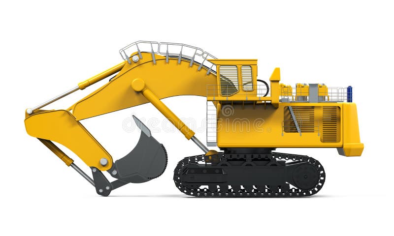 Escavadora amarela isolada foto de stock royalty free