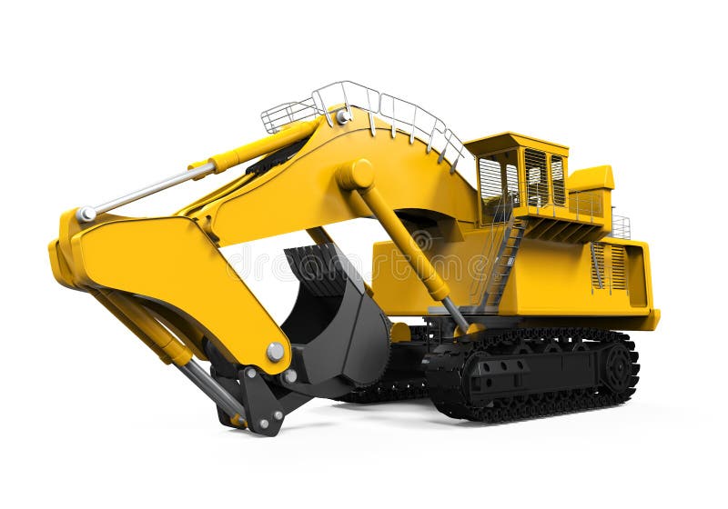 Escavadora amarela isolada fotos de stock