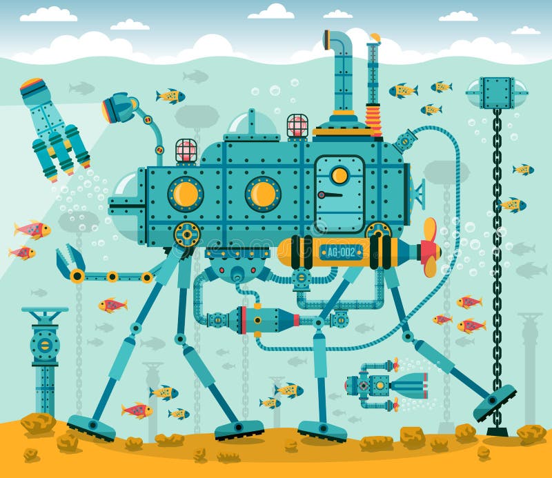 Máquina subacuática fantástica ilustración del vector Máquina subacuática fantástica ilustración del vector
