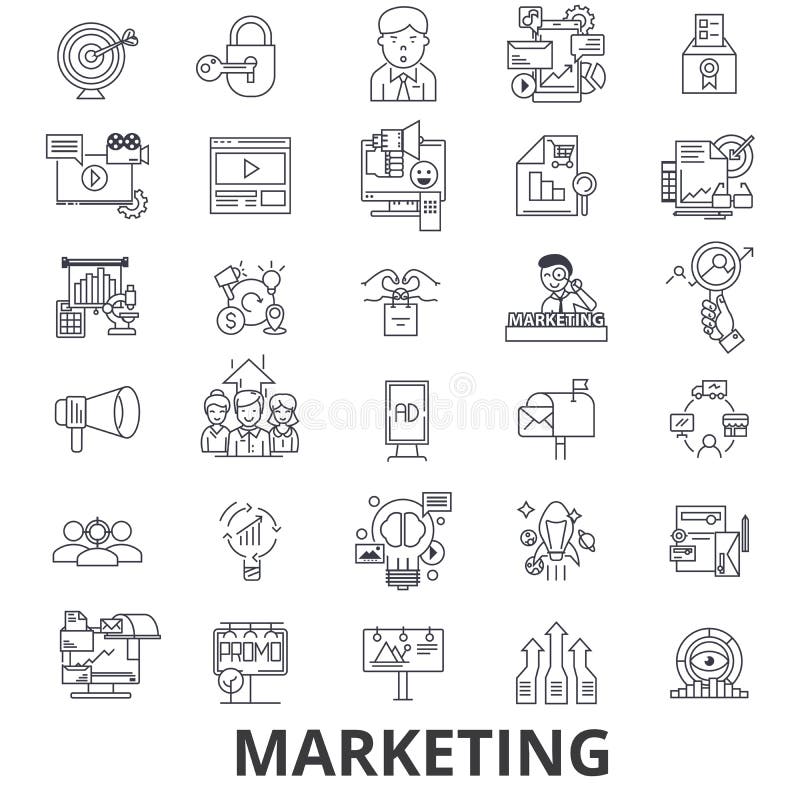 Márketing, estrategia de marketing, publicidad, negocio, calificando, medios línea social iconos Movimientos Editable Diseño plan ilustración del vector Márketing, estrategia de marketing, publicidad, negocio, calificando, medios línea social iconos Movimientos Editable Diseño plan ilustración del vector