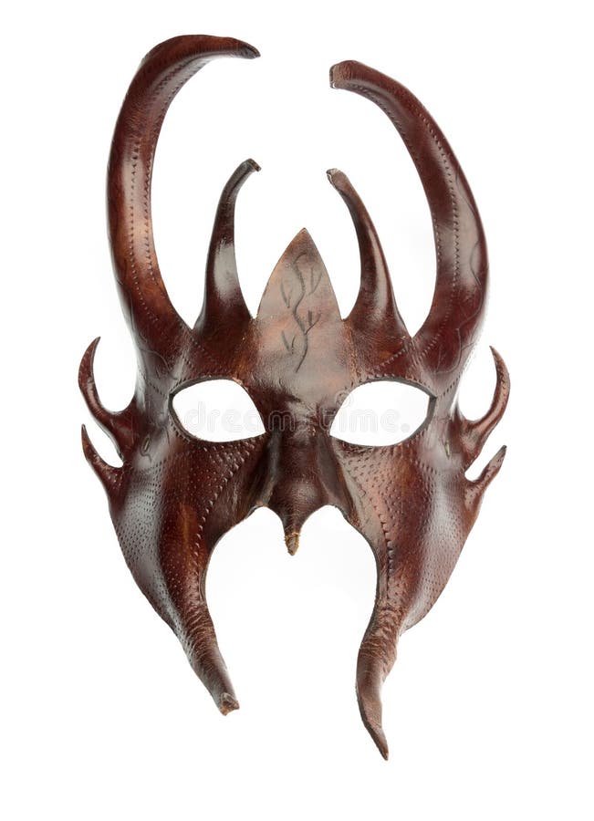 The devil`s mask of brown leather. The devil`s mask of brown leather