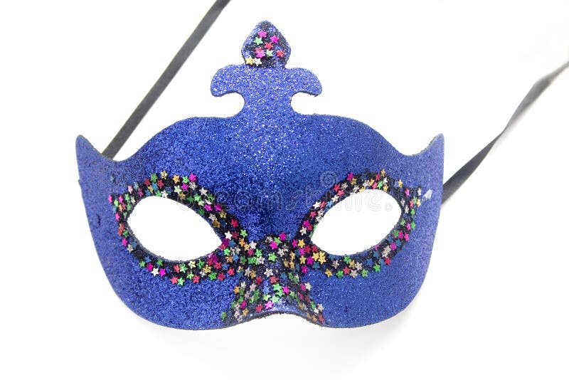 Máscara Azul Del Carnaval En Un Fondo Azul Con Las Decoraciones