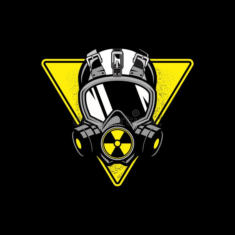 Máscara de gás com forma triangular e molde nuclear do vetor do símbolo