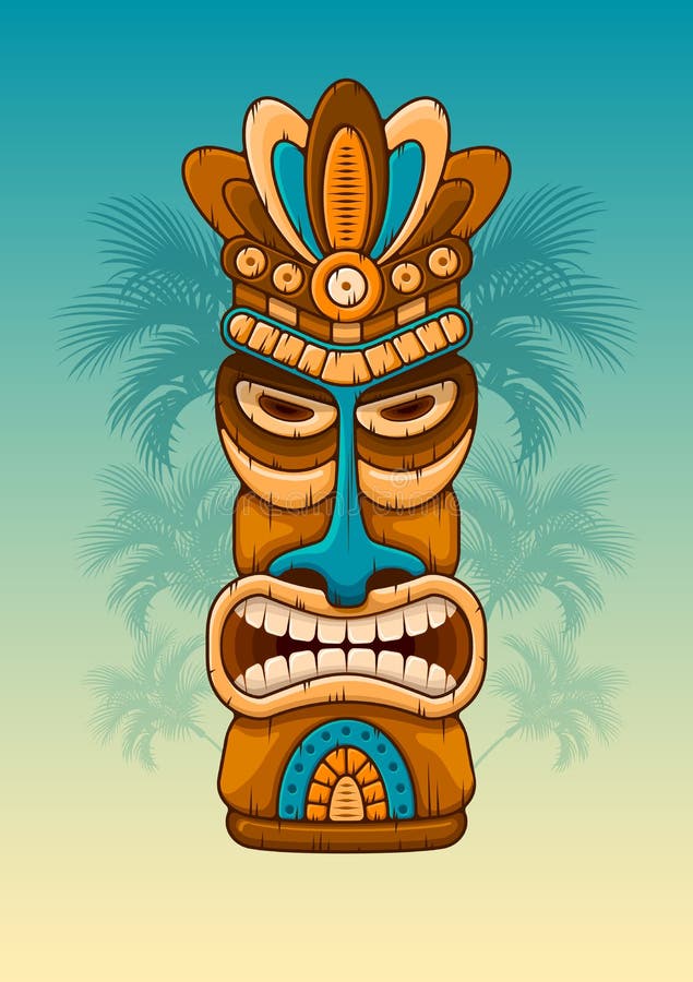 Máscara de madera de Tiki libre illustration Máscara de madera de Tiki libre illustration