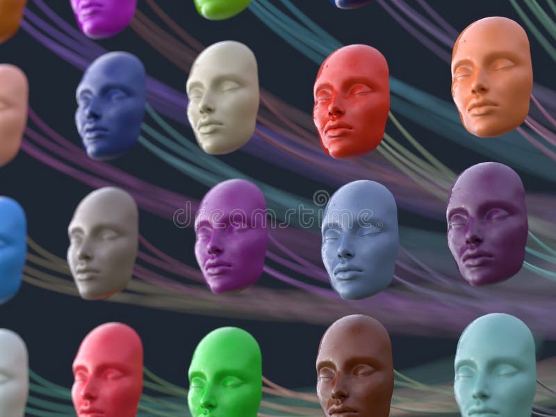 Máscara facial humana com fios ilustração do vetor