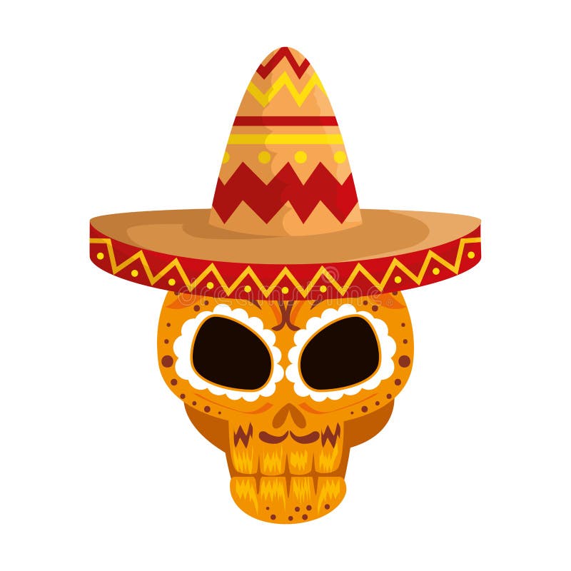 Máscara do dia da morte com chapéu do mariachi ilustração royalty free Máscara do dia da morte com chapéu do mariachi ilustração royalty free