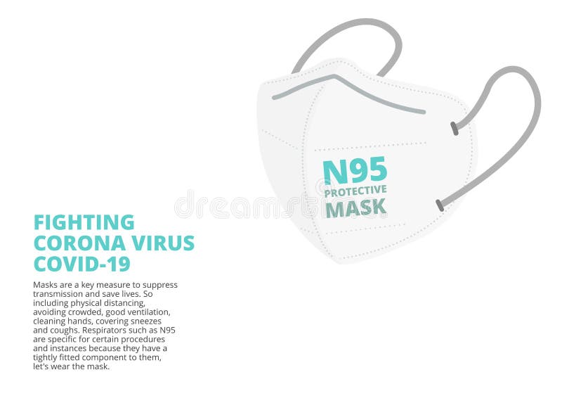 Máscara médica n95 para proteger o vetor do vírus corona covid19 isolado na ilustração de fundo branca ep29