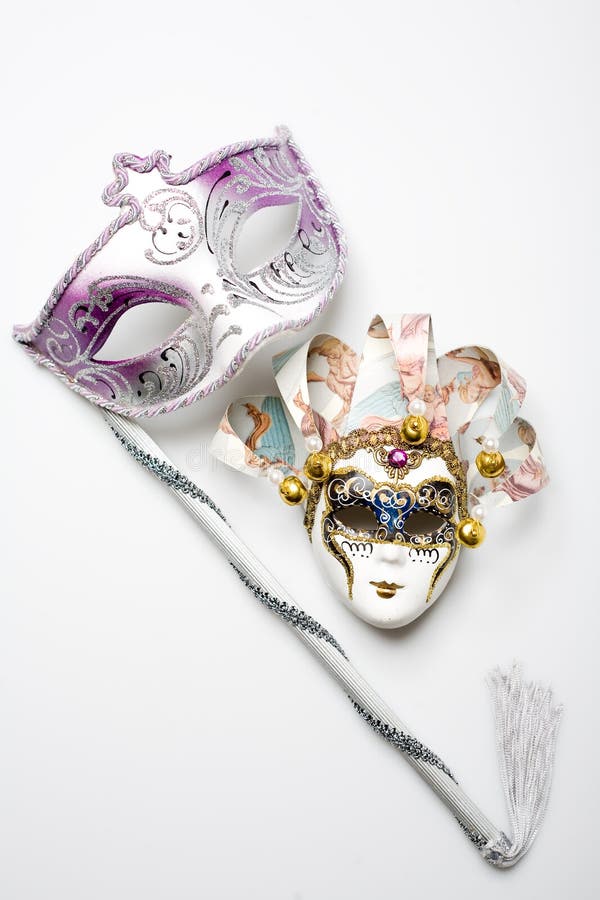 Dos máscaras de carnaval venecianas fotos de archivo libres de regalías