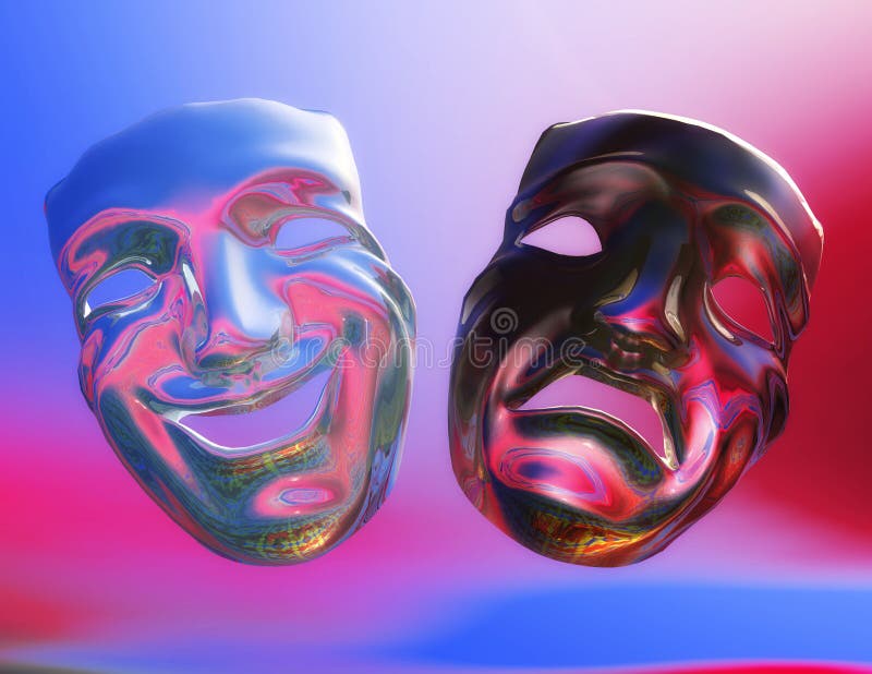 Digital Illustration of Theater Masks. Digital Illustration of Theater Masks