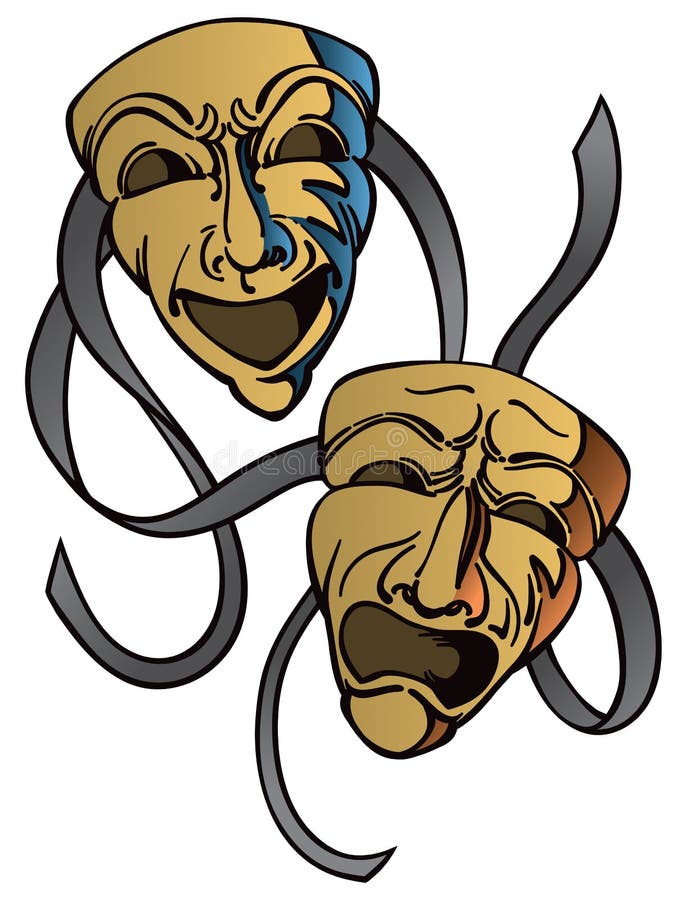 Máscaras tristes felizes do drama ilustração royalty free Máscaras tristes felizes do drama ilustração royalty free