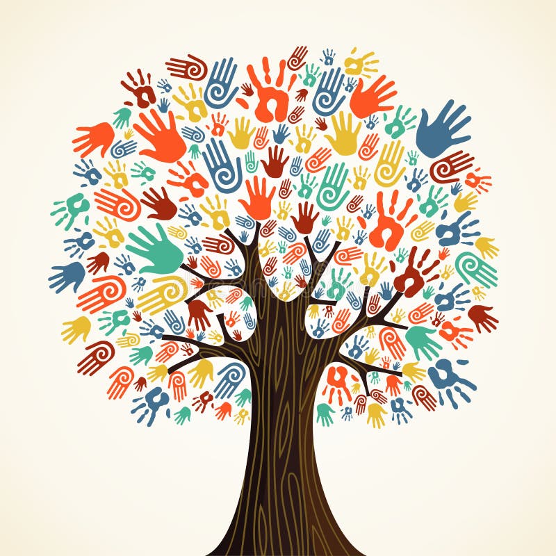 Mâini izolate de arbore de diversitate vector illustration