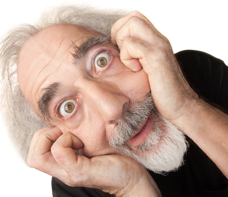 Mâle aîné effrayé image stock