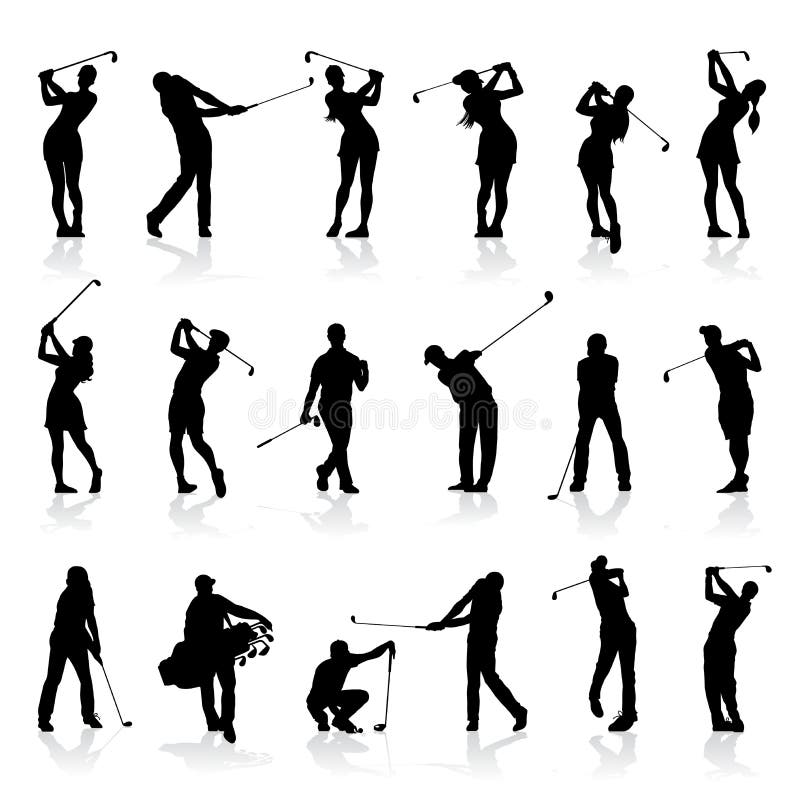 Mâle et ensemble femelle de silhouettes de golf