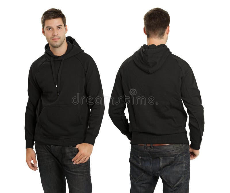 Mâle utilisant le hoodie noir blanc photo stock
