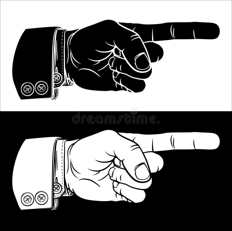 Mână Indicând Deget Gravat Vintage Woodcut Stil vector illustration