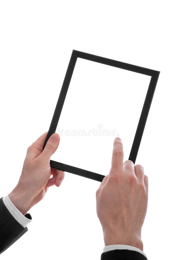 Mână masculină care ține un dispozitiv touchpad royalty free stock photography