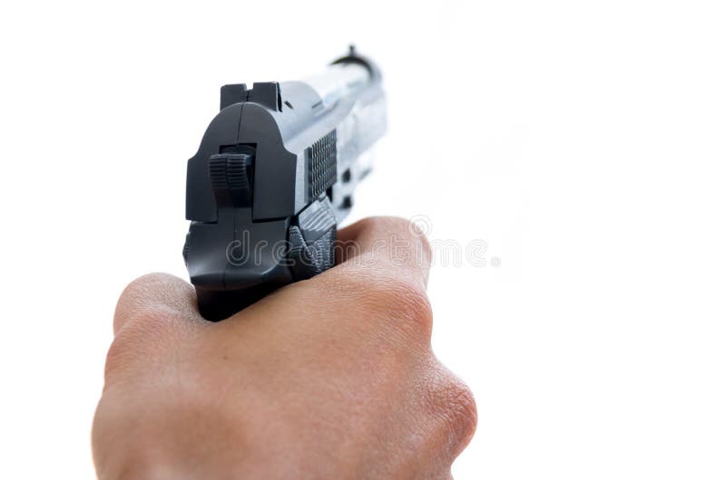 Mână masculină cu pistol stock photography