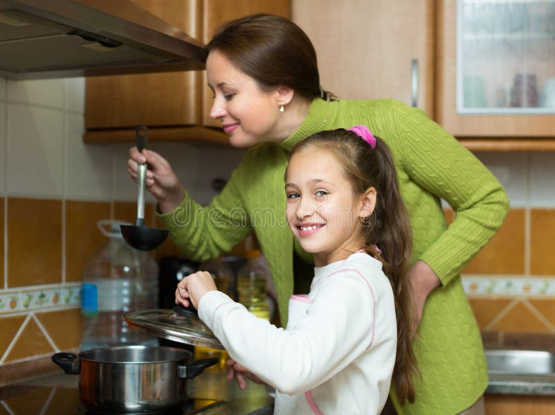 mom and daughter kitchen table