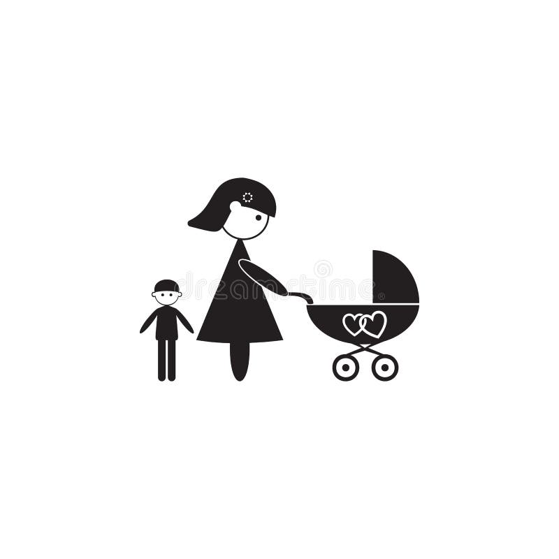 mãe com um ícone do carrinho de criança Ilustração do ícone dos valores familiares Projeto gráfico da qualidade superior Sinais e ilustração royalty free mãe com um ícone do carrinho de criança Ilustração do ícone dos valores familiares Projeto gráfico da qualidade superior Sinais e ilustração royalty free