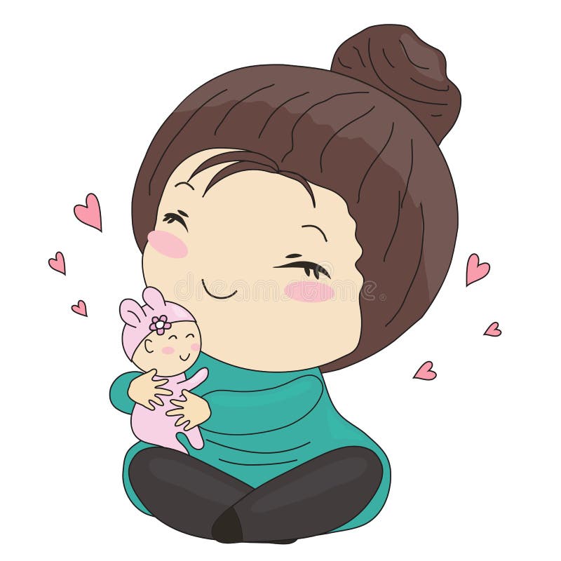 Mãe doce e seu bebê ilustração do vetor