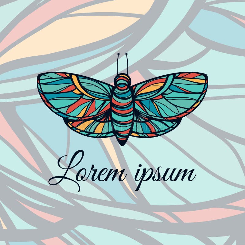 Mão colorida borboleta tirada Logotipo do estilo da garatuja ilustração do vetor Mão colorida borboleta tirada Logotipo do estilo da garatuja ilustração do vetor
