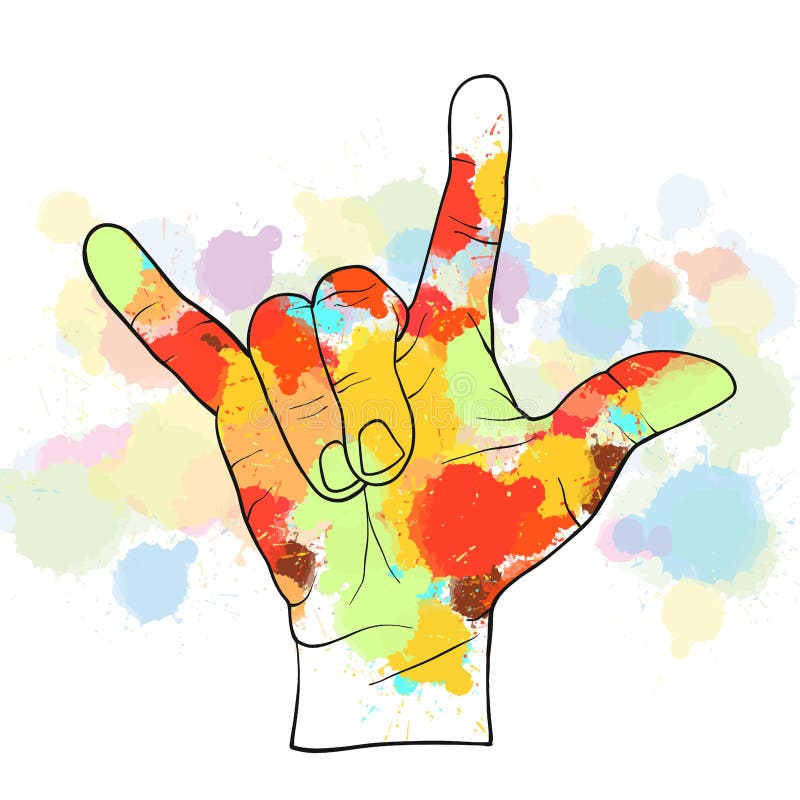 Mão colorida do chifre do diabo ilustração do vetor