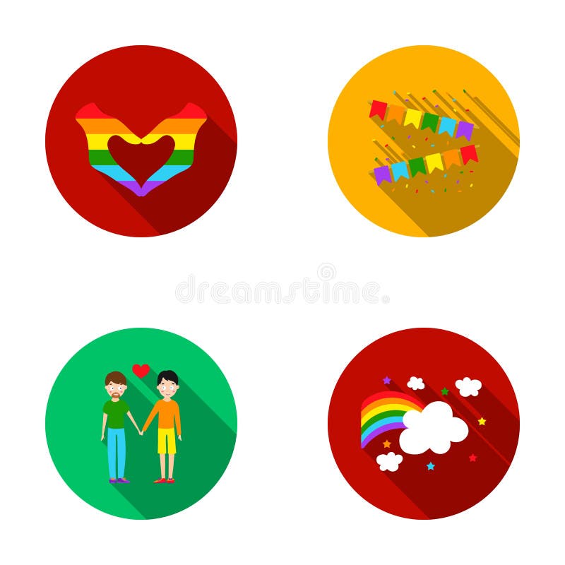 Mão com coração, bandeira, homens Os ícones da coleção de Gayset no estilo liso vector a Web conservada em estoque da ilustração ilustração stock Mão com coração, bandeira, homens Os ícones da coleção de Gayset no estilo liso vector a Web conservada em estoque da ilustração ilustração stock