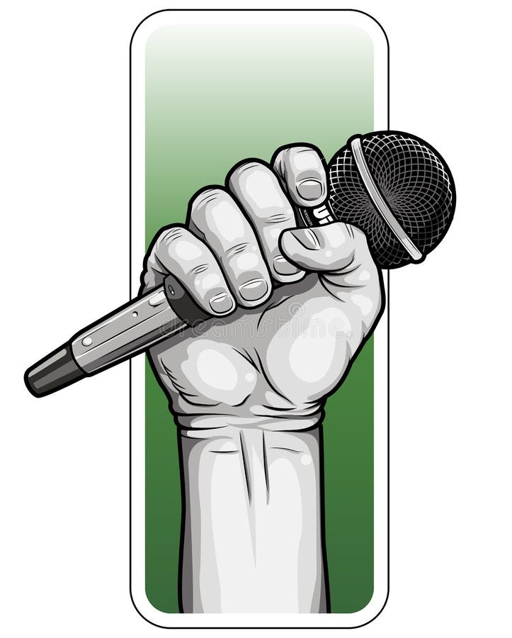 Mão com microfone ilustração royalty free Mão com microfone ilustração royalty free