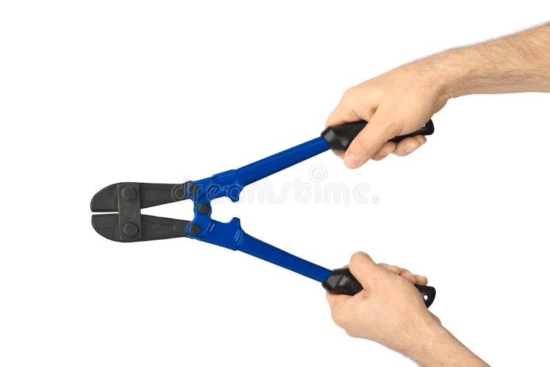 Mão com os cortadores de parafuso da ferramenta