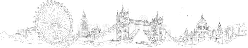 Mão do esboço do vetor que tira a silhueta de Londres ilustração royalty free Mão do esboço do vetor que tira a silhueta de Londres ilustração royalty free