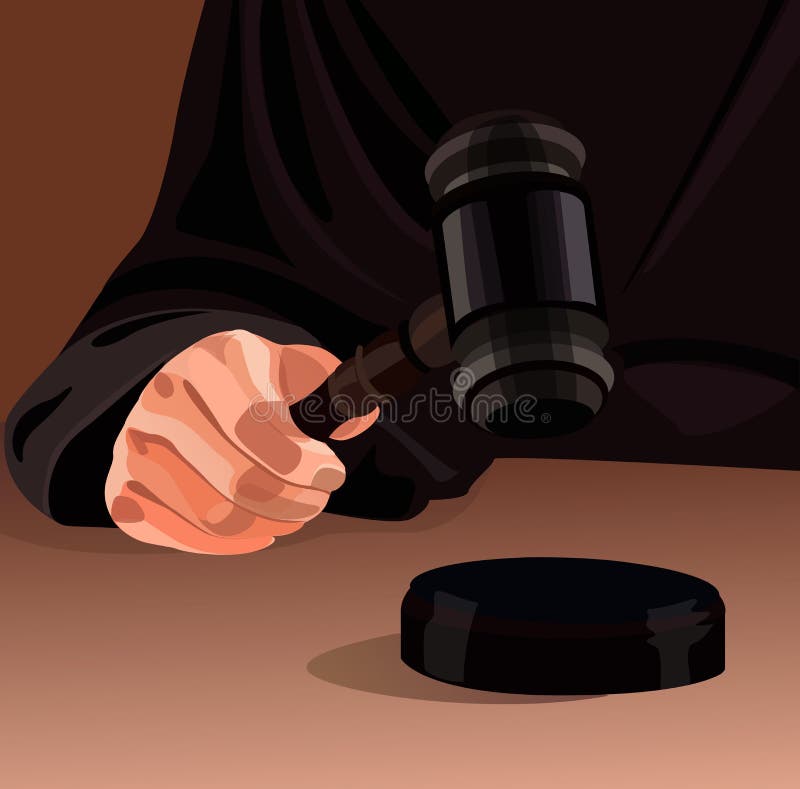 Mão do juiz com gavel