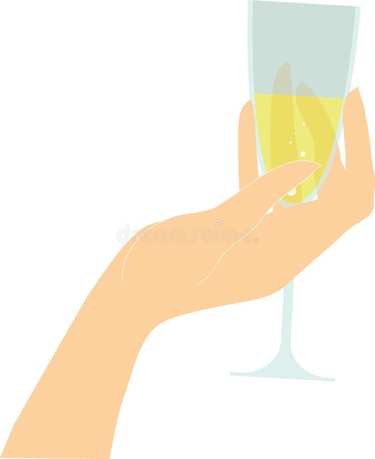 Mão feminina vetorial a segurar um copo de vinho tinto ilustração do vetor