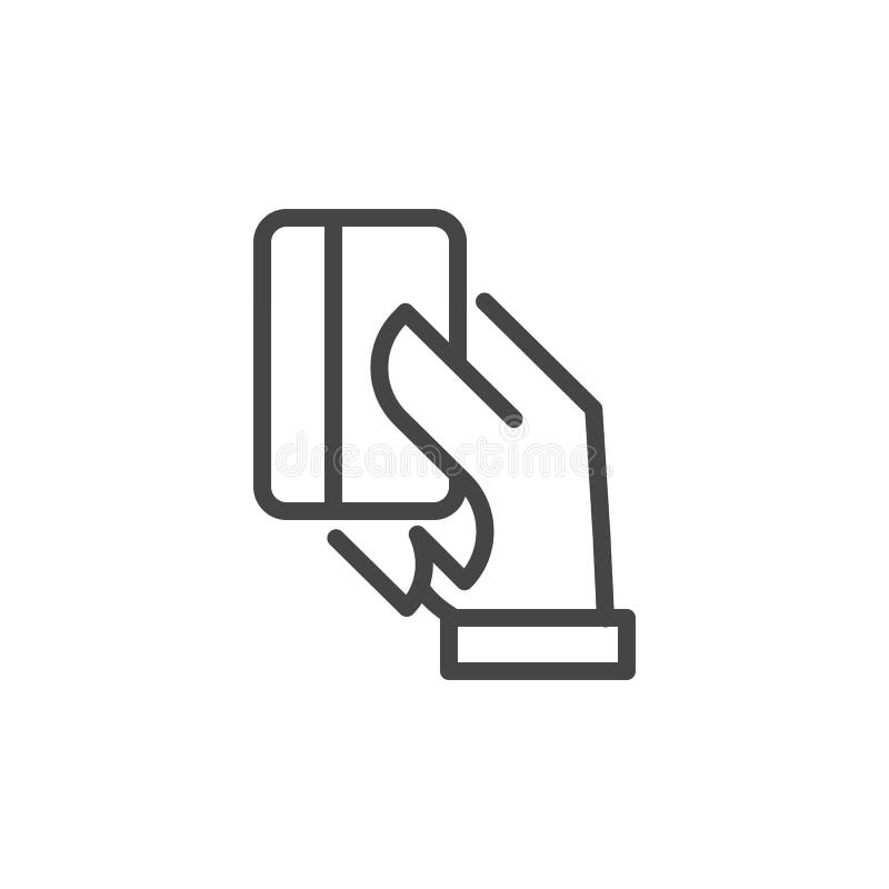 Mão que guarda o ícone do esboço do cartão de crédito Conceito de sistemas de pagamento moderno Compra com cartão de crédito plás ilustração stock Mão que guarda o ícone do esboço do cartão de crédito Conceito de sistemas de pagamento moderno Compra com cartão de crédito plás ilustração stock