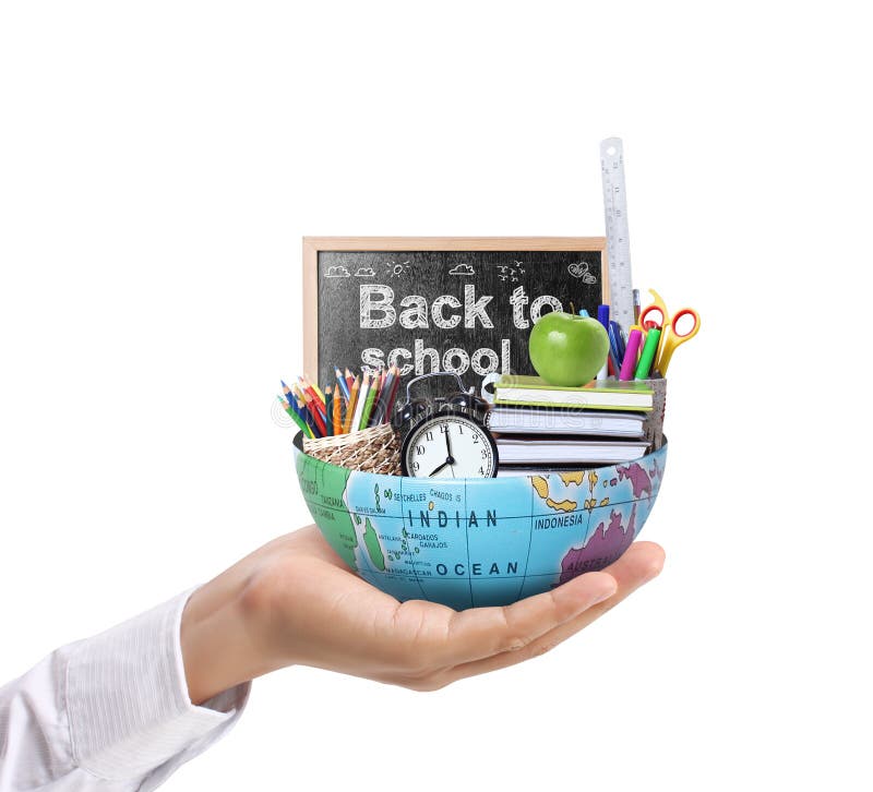 Mão que guarda a terra e a educação foto de stock Mão que guarda a terra e a educação foto de stock