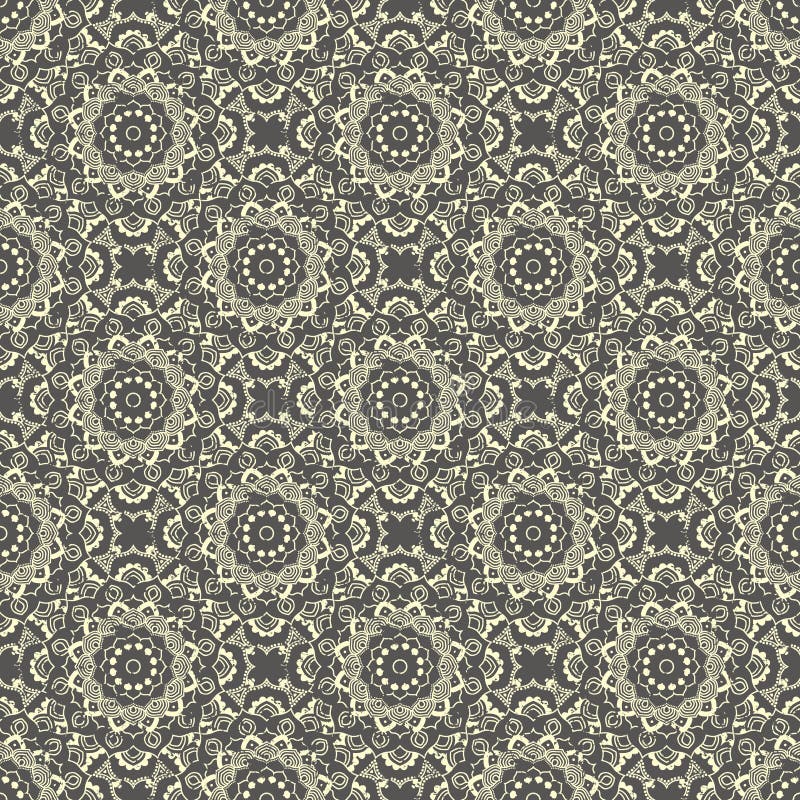 Mão sem emenda teste padrão tirado da mandala Elementos do vintage no orienta ilustração do vetor Mão sem emenda teste padrão tirado da mandala Elementos do vintage no orienta ilustração do vetor