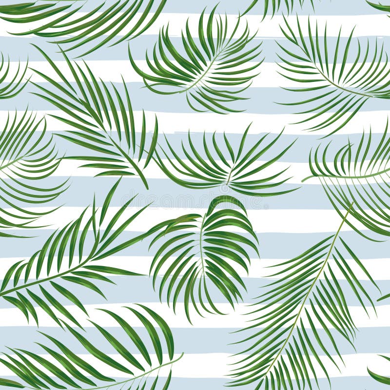Mão sem emenda teste padrão tropical tirado com folhas de palmeira, folha exótica da selva no fundo branco ilustração do vetor Mão sem emenda teste padrão tropical tirado com folhas de palmeira, folha exótica da selva no fundo branco ilustração do vetor